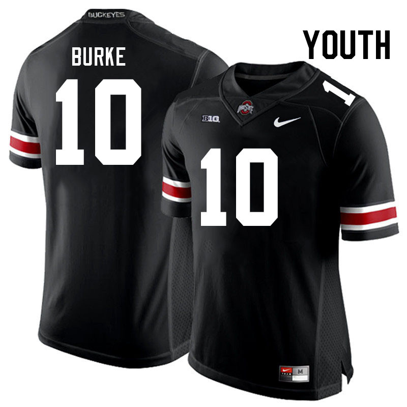 Youth #10 Denzel Burke Ohio State Buckeyes College Football Jerseys Stitched-Black